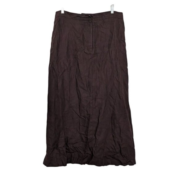 Vintage Apostrophe 100% Linen Maxi Skirt Womens Size 16 Brown Modest Lagenlook - Picture 1 of 8